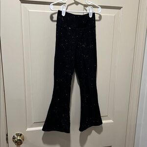 Glittery Black Kids Flared Leggings